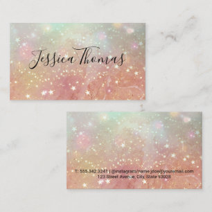 Gold Star Dust Pink Marble Business Card