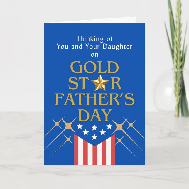 Gold Star Father's Day Daughter Remembrance Card (Front)
