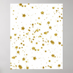 Gold Star Faux Foil Sequin Background Stars Design Poster