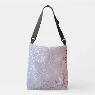 Gold Star Foil Sparkle Rose Quartz Serenity Blue Crossbody Bag