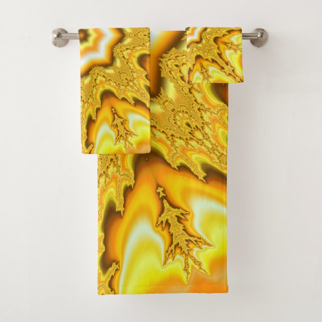 Gold Star Fractal Bath Towel Set (Insitu)