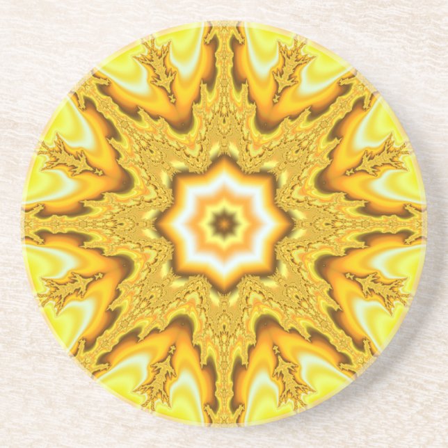 Gold Star Fractal Sandstone Coaster (Front)