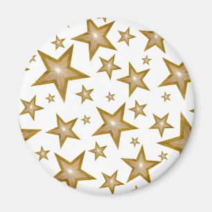 Gold Star fridge magnet round white