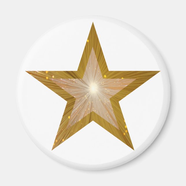 Gold Star fridge magnet round white (Front)