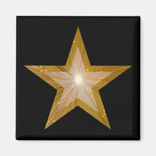 "Gold" Star fridge magnet square black