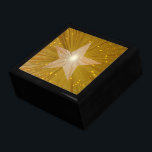 "Gold" Star gift box<br><div class="desc">Modern design with a "shining" gold and white star on a "glowing" yellow background. Gift box with a customisable design for you to personalise with your own text, images and ideas. Please note that this is a printed image created using original photographs and digital techniques, it does not shine or...</div>