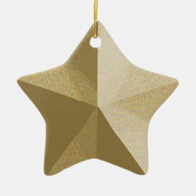 Gold Star Glitter Christmas Ornament Template (Front)