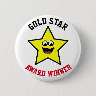 Gold Star Good Job Reward 6 Cm Round Badge