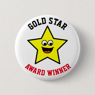 Gold Star Good Job Reward 6 Cm Round Badge