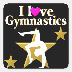 GOLD STAR GYMNAST SQUARE STICKER