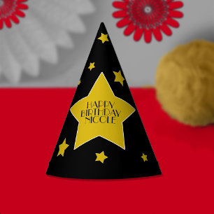 Gold Star Happy Birthday Hollywood Birthday Party Hat