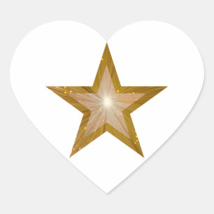 Gold Star heart sticker white