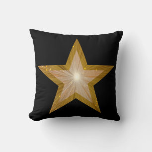 Gold Star large & small throw pillow square black