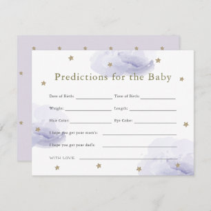 Gold Star & Lavender Cloud Baby Predictions Card