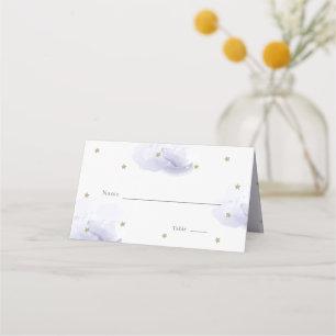 Gold Star & Lavender Cloud Baby Shower Place Card