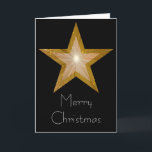 Gold Star 'Merry Christmas' card black vertical<br><div class="desc">Modern design with a shining, sparkling gold and white star on a black background. Greetings card with a gold, black and white customisable design for you to personalise with your own text, images and ideas. The text can easily be changed using the template provided or click the 'Customise It' button...</div>