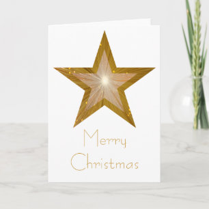 Gold Star 'Merry Christmas' card white vertical