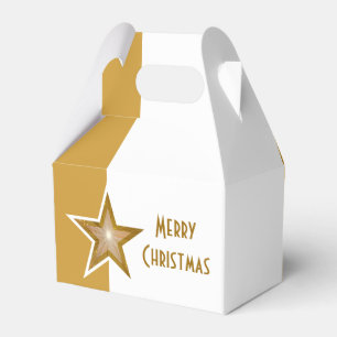 Gold Star Merry Christmas gold white vertical Favour Box