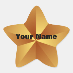 Gold Star Metallic Look Custom Stickers