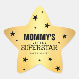 Gold Star Mummy's Little Superstar Name Star Sticker
