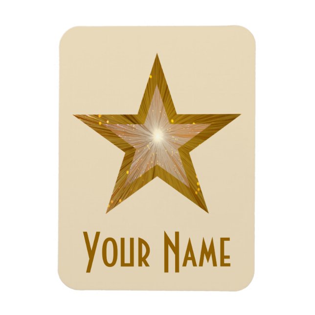 "Gold" Star 'Name' flexible magnet cream (Vertical)