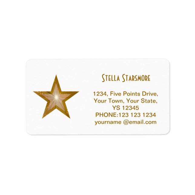 Gold Star 'Name' text label white (Front)