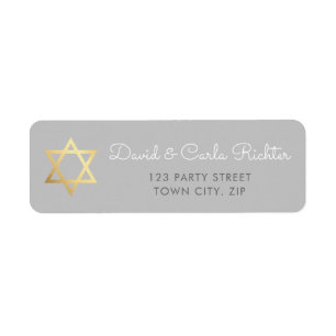 GOLD STAR OF DAVID bar mitzvah - Benjamin Daniel Return Address Label