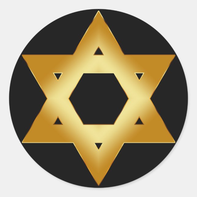 GOLD STAR OF DAVID CLASSIC ROUND STICKER (Front)