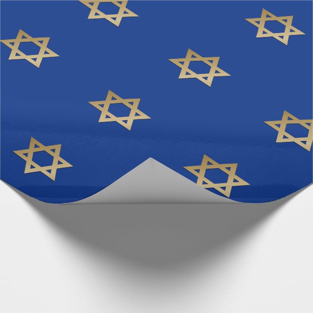 Gold Star of David Jewish Holidays Gift  Wrapping Paper (Corner)