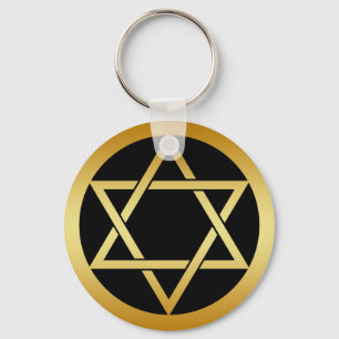 GOLD STAR OF DAVID KEY RING