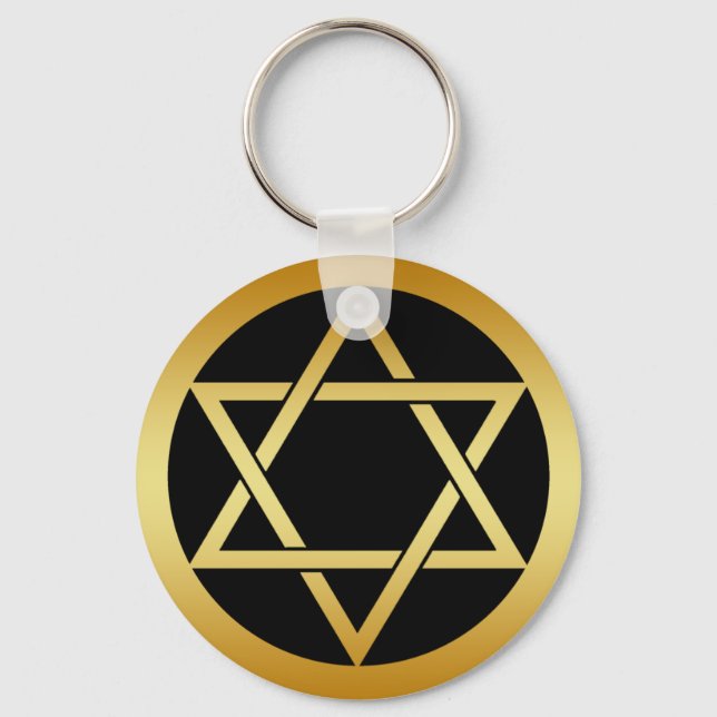 GOLD STAR OF DAVID KEY RING (Front)
