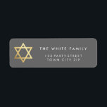 GOLD STAR OF DAVID modern plain simple grey Return Address Label<br><div class="desc">*** NOTE - THE SHINY GOLD FOIL EFFECT IS A PRINTED PICTURE Setup as a template it is easy to customise with your own text - make it yours! - - - - - - - - - - - - - - - - - - - - - -...</div>