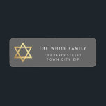 GOLD STAR OF DAVID modern plain simple grey Return Address Label<br><div class="desc">*** NOTE - THE SHINY GOLD FOIL EFFECT IS A PRINTED PICTURE Setup as a template it is easy to customise with your own text - make it yours! - - - - - - - - - - - - - - - - - - - - - -...</div>