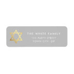 GOLD STAR OF DAVID modern plain simple grey white Return Address Label<br><div class="desc">by kat massard >>> www.simplysweetpaperie.com <<< *** NOTE - THE SHINY GOLD FOIL EFFECT IS A PRINTED PICTURE Setup as a template it is easy to customise with your own text - make it yours! - - - - - - - - - - - - - - - -...</div>