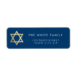 GOLD STAR OF DAVID modern plain simple navy blue Return Address Label<br><div class="desc">*** NOTE - THE SHINY GOLD FOIL EFFECT IS A PRINTED PICTURE Setup as a template it is easy to customise with your own text - make it yours! - - - - - - - - - - - - - - - - - - - - - -...</div>