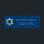 GOLD STAR OF DAVID modern plain simple navy blue Return Address Label<br><div class="desc">*** NOTE - THE SHINY GOLD FOIL EFFECT IS A PRINTED PICTURE Setup as a template it is easy to customise with your own text - make it yours! - - - - - - - - - - - - - - - - - - - - - -...</div>