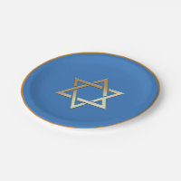 Gold Star of David Paper Plates