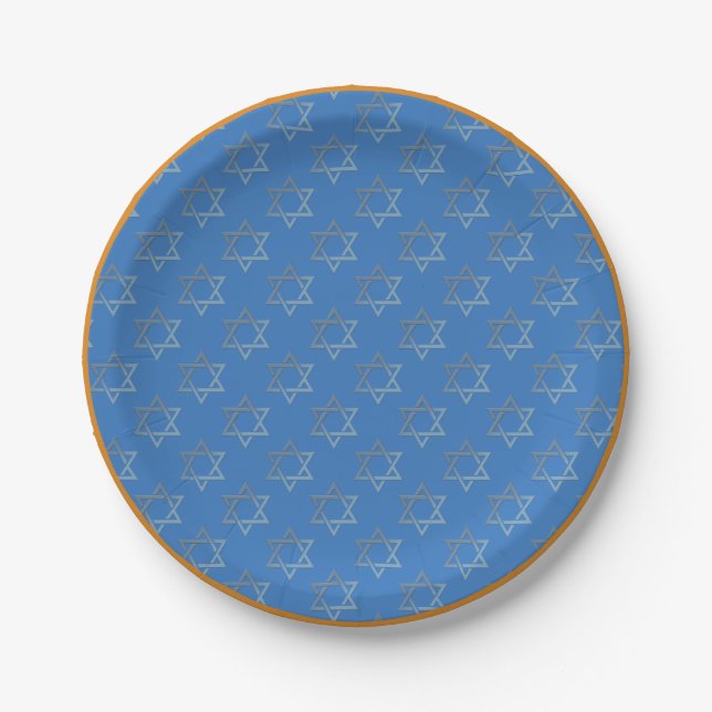 Gold Star of David Paper Plates (Front)