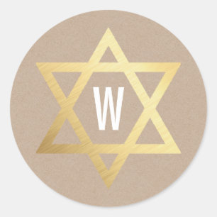 GOLD STAR OF DAVID SEAL modern simple kraft white