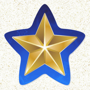Gold Star on Blue Card Envelope Star Sticker