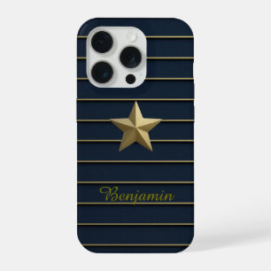 Gold Star on Navy Blue iPhone 15 Pro Cases