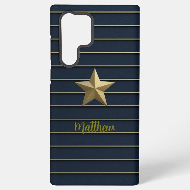 Gold Star on Navy Blue Samsung cases (Back)