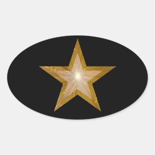 Gold Star oval  sticker black
