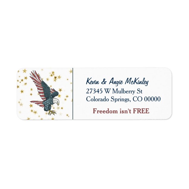 Gold Star Patriotic American Eagle Return Address Label (Front)