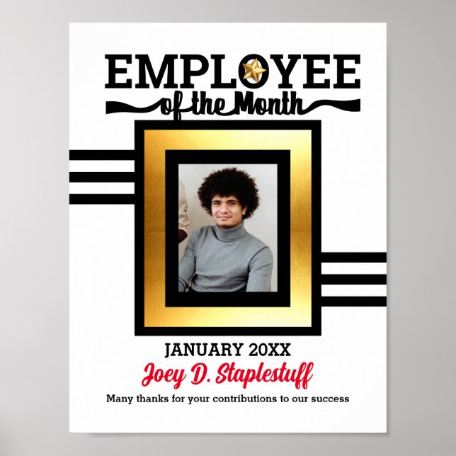 Gold star photo employee of the month award poster (Front)