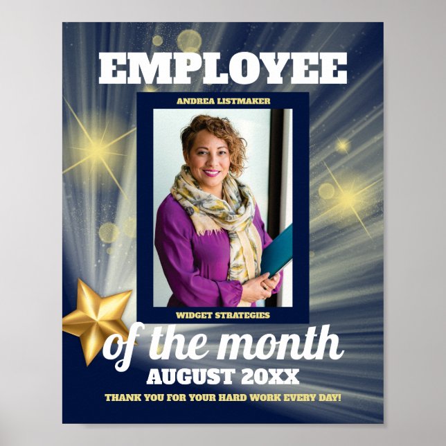 Gold star photo employee of the month display poster (Front)