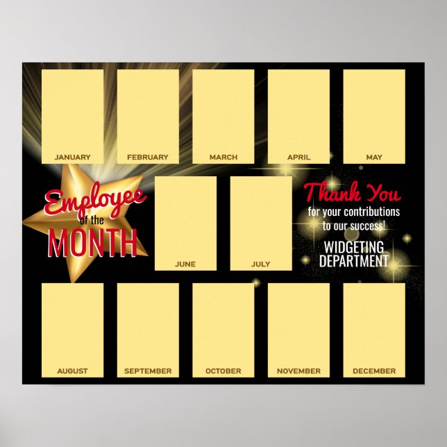 Gold star photo employee of the month recognition  poster (Front)