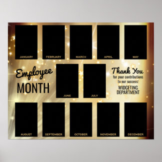 Gold star photo employee of the month recognition poster