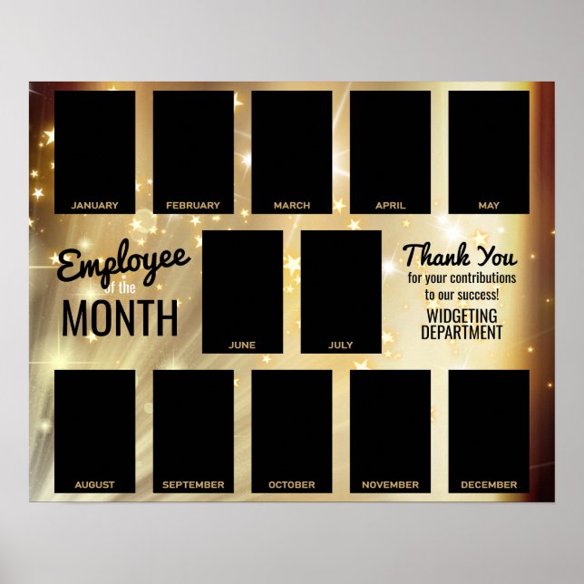 Gold star photo employee of the month recognition  poster (Front)