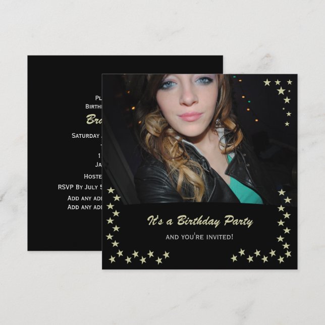 Gold Star: Picture Party Invitations (Front/Back)
